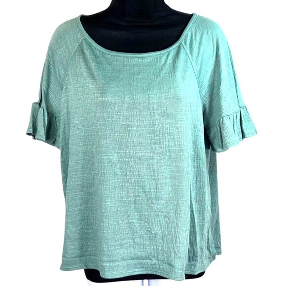 Max Studio London Flutter Texture Knit T-Shirt Size L in Laguna NWT - Picture 1 of 7